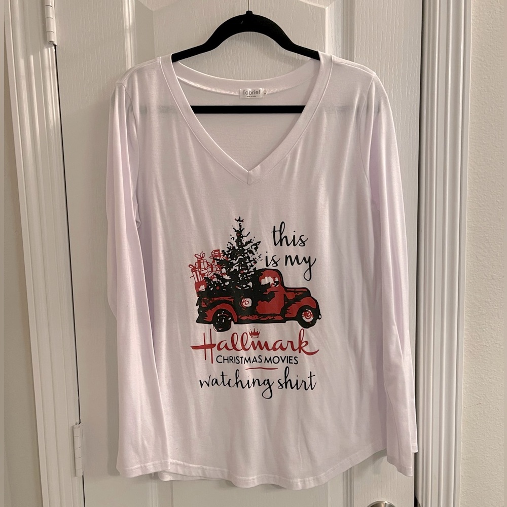 Hallmark Channel Christmas Movies Women’s V-Neck Long-sleeve Shirt 🎄